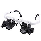 Триразова бінокулярна головна лупа, мікроскоп з LED-підсвіткою "Eagle Magnifier" 8-23Х, фото 8