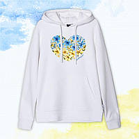 Худи "Украинская символика" Сердце из цветов - Белый - XS