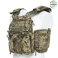 Военная плитоноска с боковыми карманами/ Тактический жилет с быстрым сбросом и подсумками/ ММ-14 пиксель ВСУ