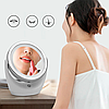 Дзеркало для макіяжу з LED підсвічуванням з USB, LAMP, Біле / Портативне настільне кругле дзеркало, фото 9