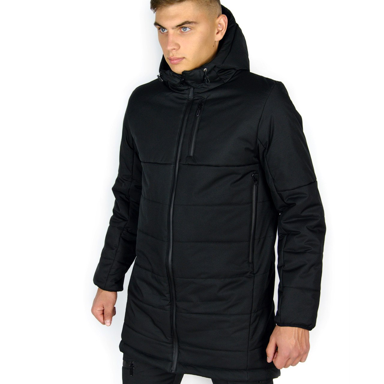 Мужская демисезонная куртка из капюшоном/ Деми куртка для мужчин/ Водоотталкивающая черная курточка L - фото 1 - id-p1939430159