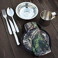 Армейский набор посуды для 1 человека/ Тактический набор посуды в сумке/ Туристическая посуда нержавейка