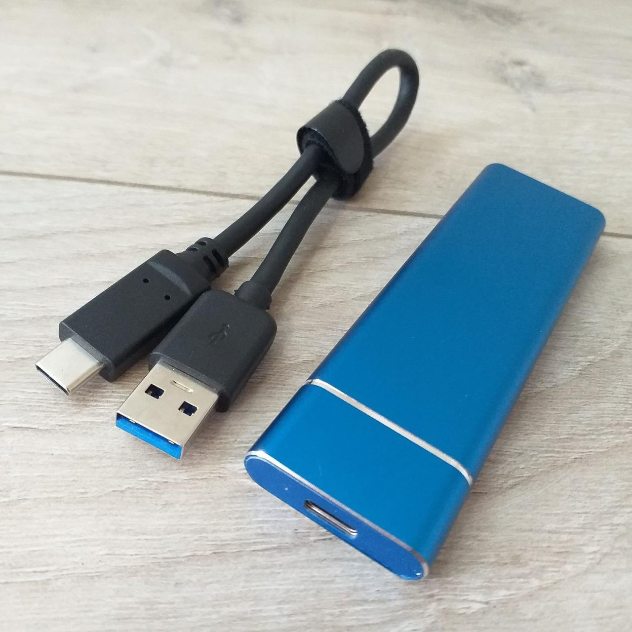 USB портативний накопичувач (М.2) Type-C 1TB Зовнішній жорсткий диск Паковання пошкоджений Блакитний (KG-10852), фото 1