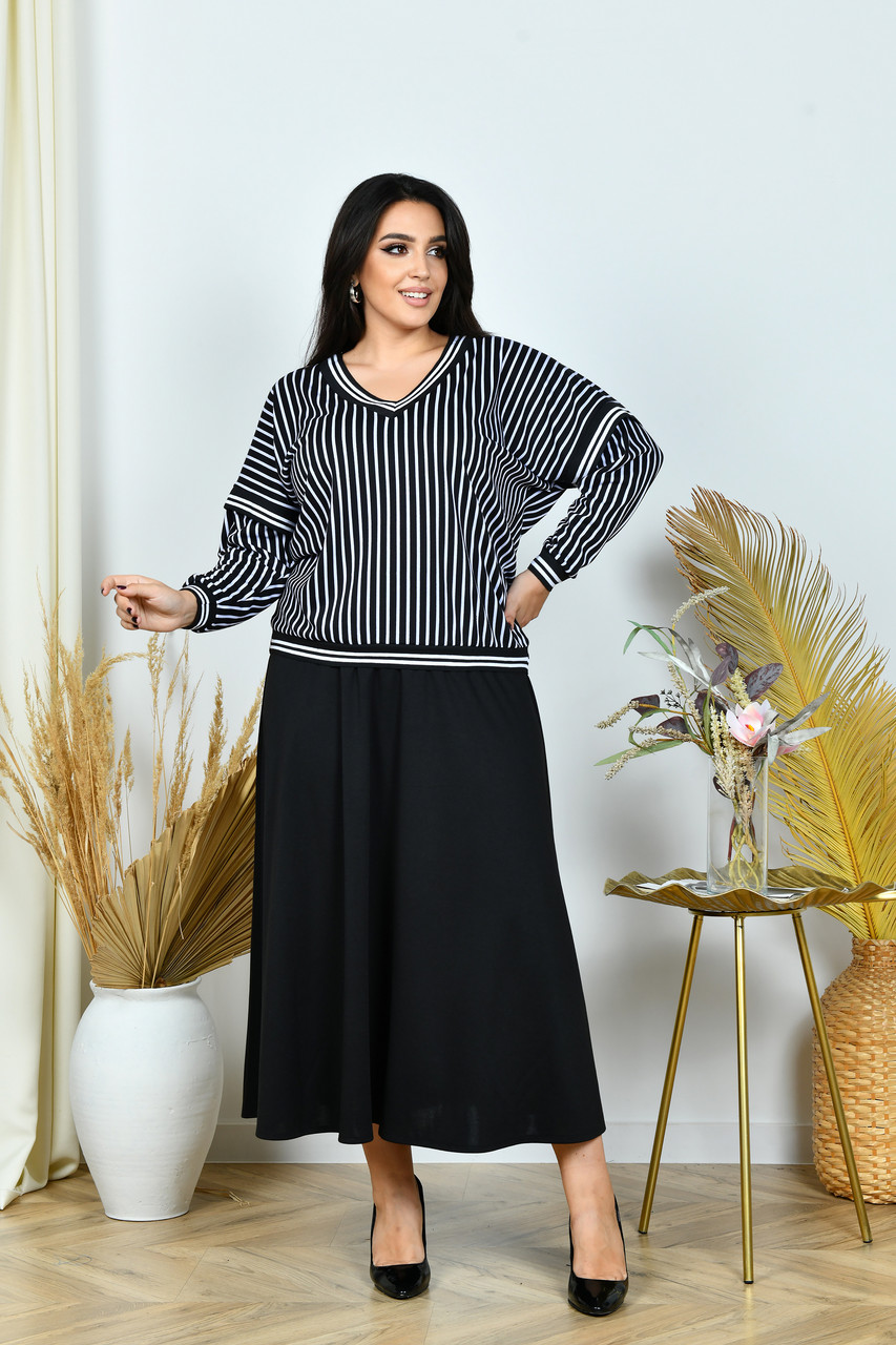 Жіночий костюм кофта довга спідниця до підлоги для повних