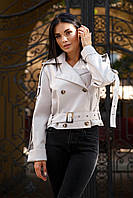Белая куртка-косуха из экокожи женская