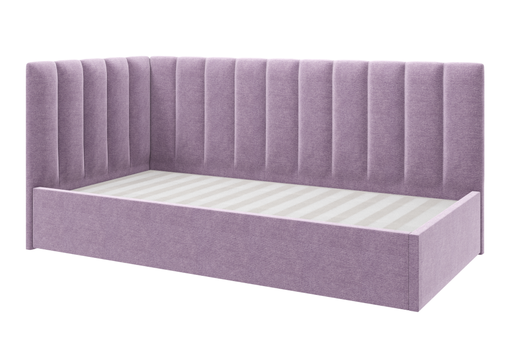 Кровать детская угловая Престон без подъемного механизма, ткань светло-фиолетовая 90х190 см (Sofyno ТМ) - фото 2 - id-p1939466883