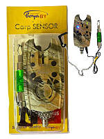 Сигнализатор поклевки BoyaBY Carp Sensor YL-6 камуфляж + свингер на цепочке с подключением цвет зеленый