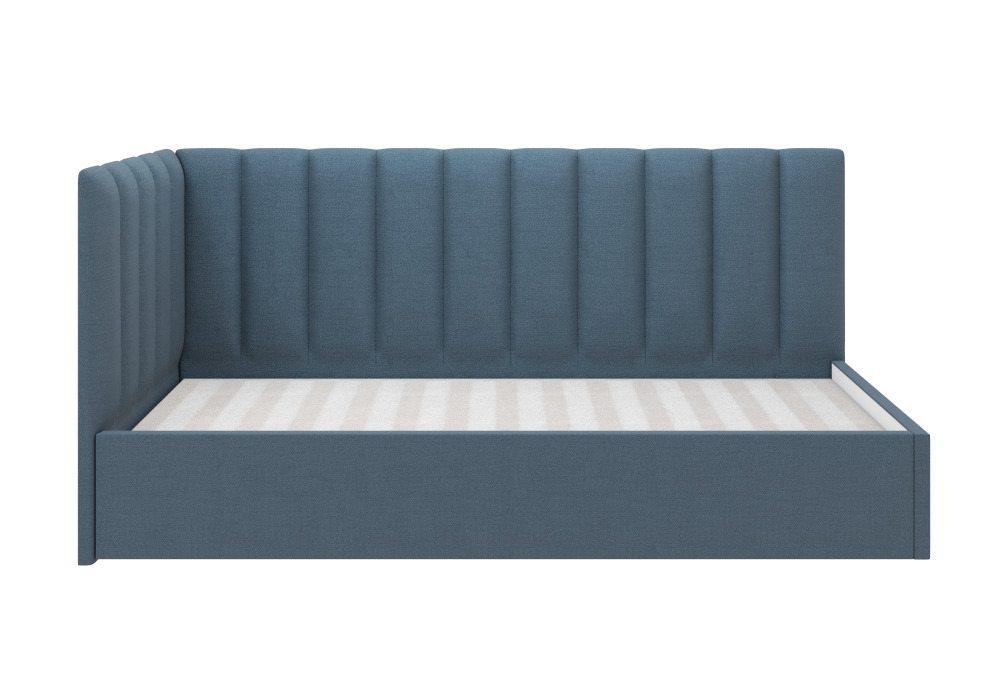 Ліжко дитяче кутове Престон без підйомного механізму, тканина синя 90х190 см (Sofyno ТМ)