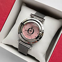 Сріблястий жіночий годинник Pandora (Пандора) з рожевим циферблатом що обертається, магнітна застібка - код 2237b