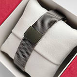 Сріблястий жіночий годинник Pandora (Пандора) з чорним циферблатом що обертається, магнітна застібка - код 2363b, фото 4