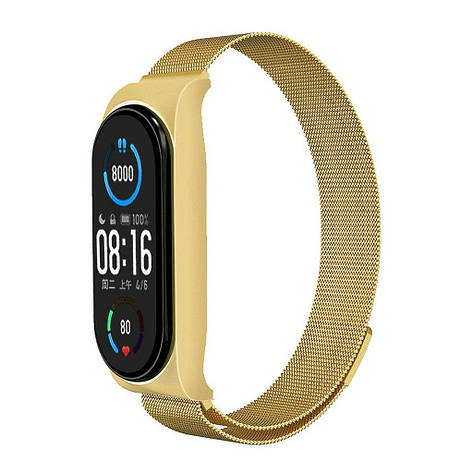 Ремінець для Xiaomi Mi Band 5 / 6 Metal Magnetic Yellow Gold, фото 1