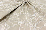 Бязь "Контурні квіти Мальви" на бежевому фоні № Б-3151, фото 3