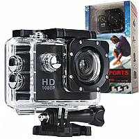 Экшн камера HD, A7, ACTION CAMERA / Водонепроницаемая экшн камера на шлем с набором креплений и боксом