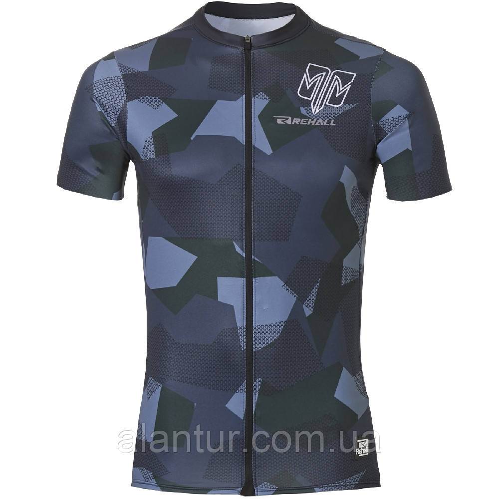 Rehall футболка Lance steel square camo L, велосипедна з блискавкою, Dry Fit, антиковзка стрічка
