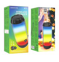 Портативная беспроводная Bluetooth колонка Borofone BR 25 с разноцветной подсветкой, черная