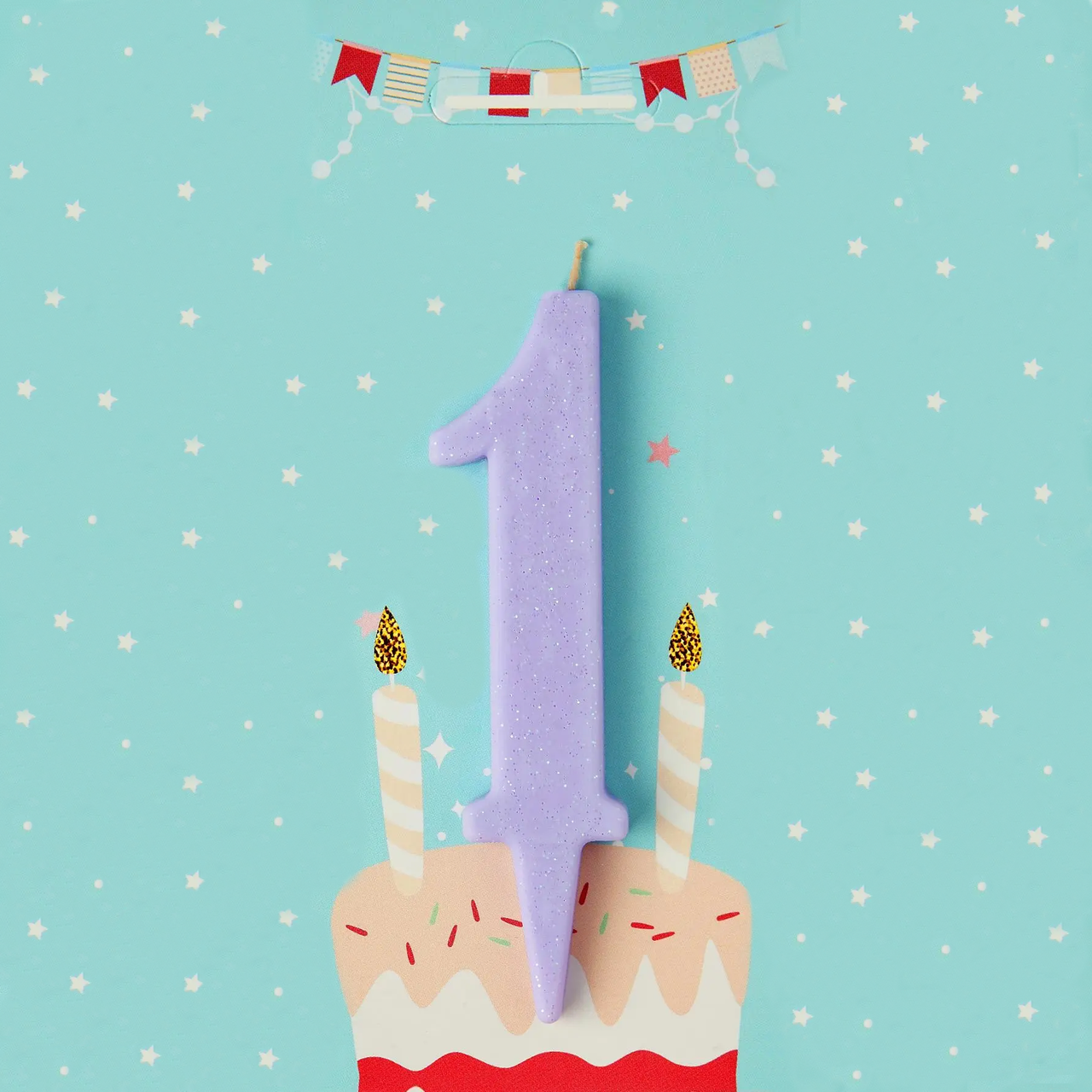 Свічка цифра 1 у торт | Лаванда