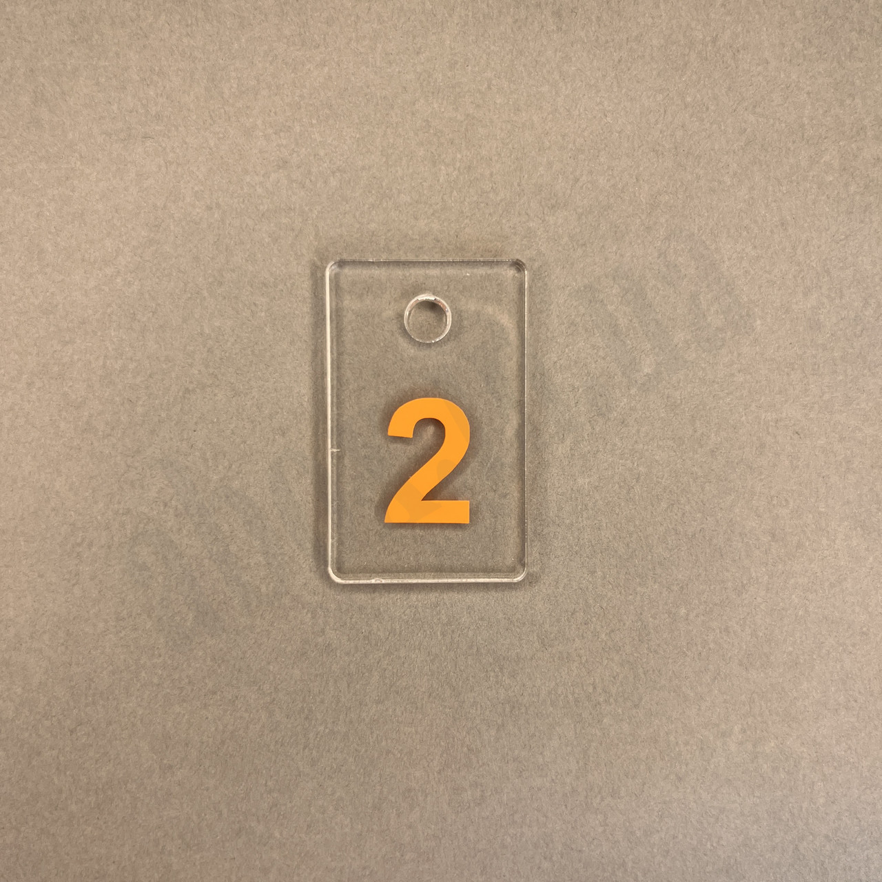 Гардеробні брелки прямокутні | Прозора основа | Помаранчева цифра