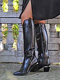 Шкіряні жіночі чоботи "Козаки" на зручному підборі, фото 2