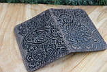 Шкіряна обкладинка для id паспорта/прав водія, орнамент "Квіти", фото 2
