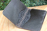 Шкіряна обкладинка для id паспорта/прав водія, орнамент "Квіти", фото 3