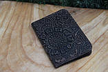Шкіряна обкладинка для id паспорта/прав водія, орнамент "Квіти", фото 4