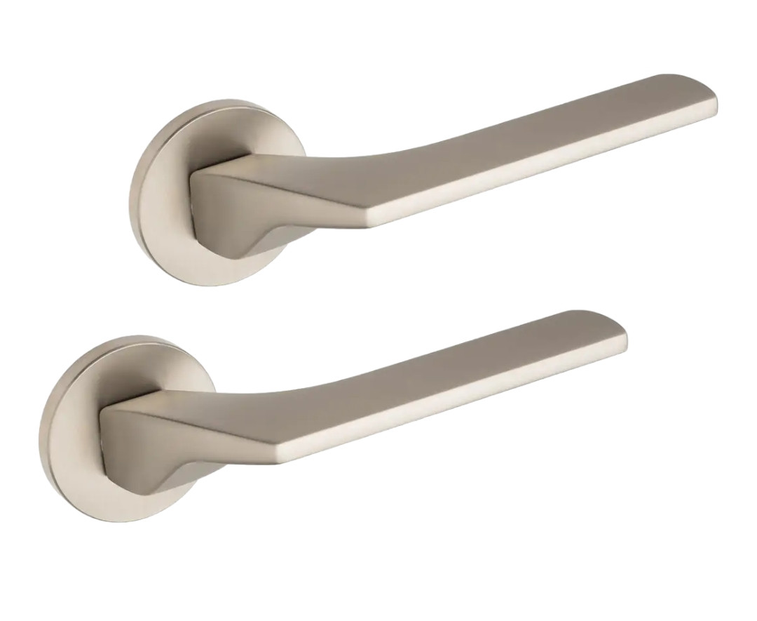 Ручки для дверей Rich-Art Леона 363 R77 MSN матовий нікель (на круглій розетці), фото 1