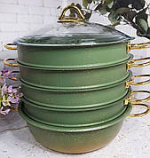 Мантоварка пароварка O.M.S. Collection 6091-C 28 см 5.8 л з гранітним покриттям 6 предметів Зелений