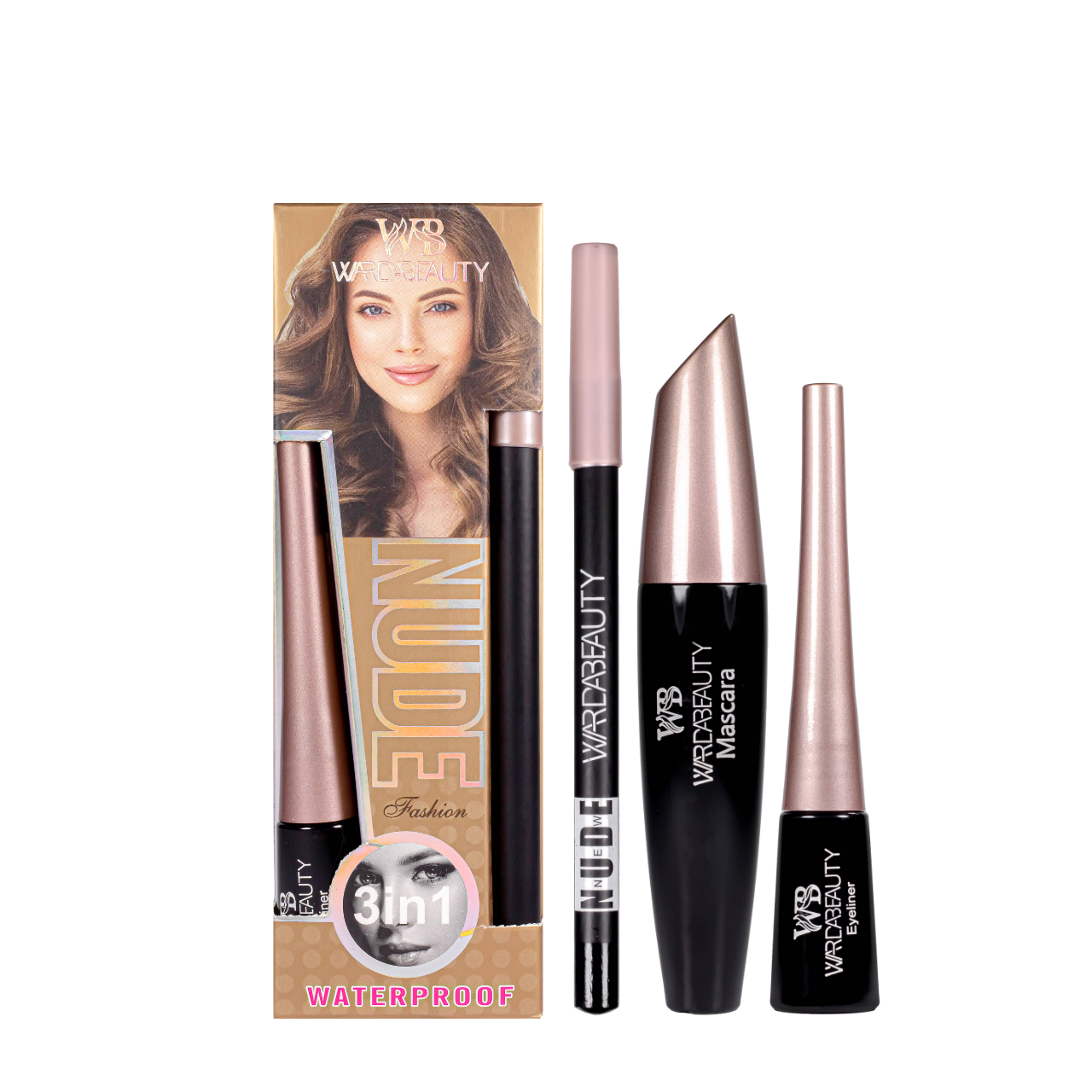 Набір косметики для макіяжу очей 3 у 1 Warda Beauty New Nude Bright Eyes, фото 1