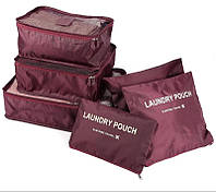 Набор дорожных органайзеров Laundry Pouch Travel 6 шт бордовый