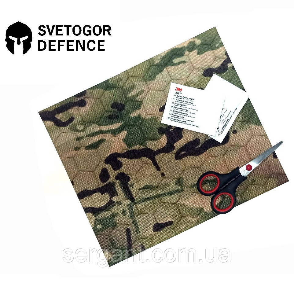 Універсальні камуфляжні (мультікам) наліпки соти SVETOGOR DEFENCE 24x28см, Cordura 1000 D