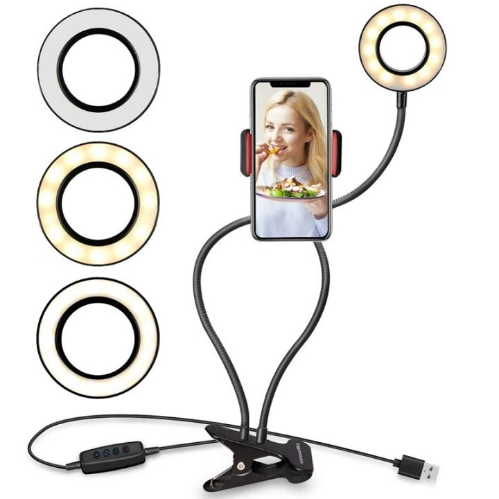 Тримач для телефону на прищіпці з підсвічуванням Professional Live Stream селфи Лучшая цена, фото 1