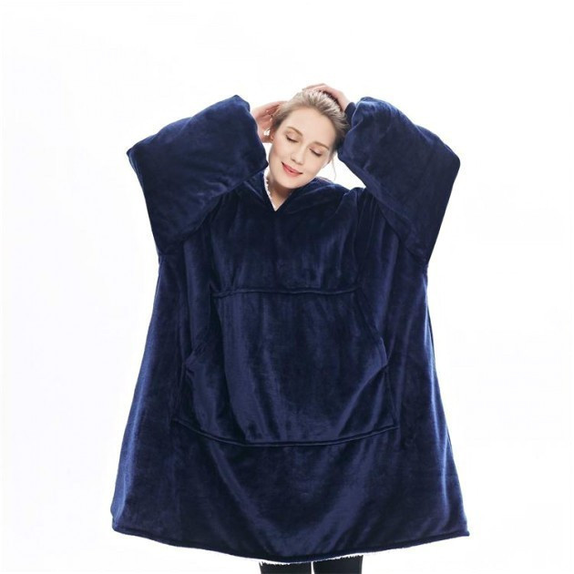 Толстовка-плед з капюшоном і рукавами Huggle Hoodie Синій Лучшая цена, фото 1