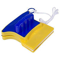 Магнитная щетка для мытья окон Glass Wiper 12 мм Желто-синяя Лучшая цена