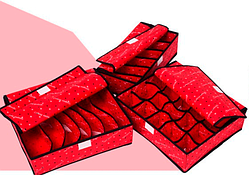 Набір органайзерів із 3 штук для білизни з кришкою червоний — Сердечка
