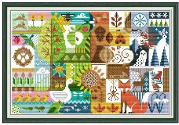 Набір для вишивання за нанесеною на канву схемою "Four Seasons". AIDA 14CT printed 45*31 см