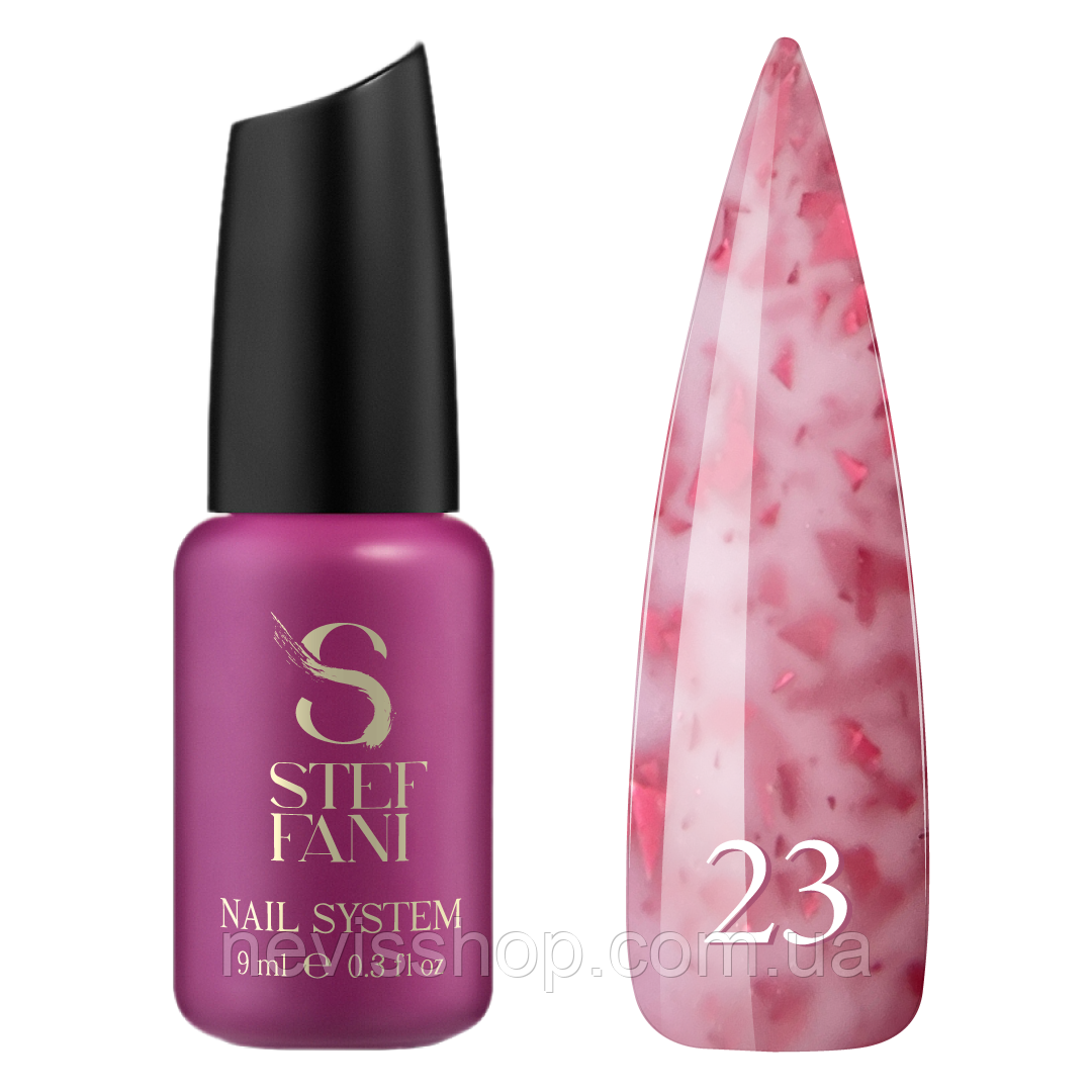 База камуфлююча для гель-лаку Steffani Cover Base 23. молочно-рожевий з рожевою поталлю. 9 мл