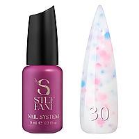 База камуфлююча для гель-лаку Steffani Cover Base 30. молочно-білий з пластівцями-конфетті. 9 мл