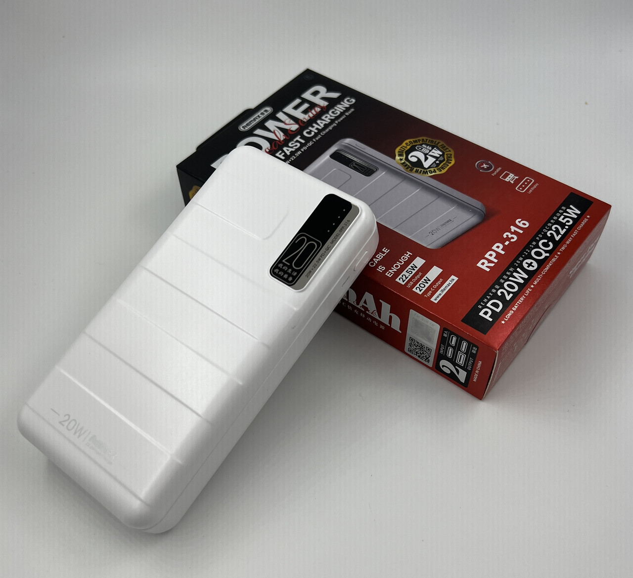 Power Bank Remax RPP-316 Noah White (20000mAh/PD20W/1USB+QC3.0)