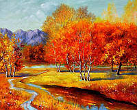 Набор Алмазная мозаика вышивка Золотая осень Осень в горах на подрамнике полная 40х50 см