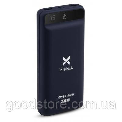 Батарея універсальна Vinga 20000 mAh QC3.0 Display soft touch purple (VPB2QLSP)