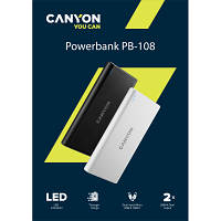 Батарея универсальная Canyon PB-108 10000mAh, Input 5V/2A, Output 5V/2.1A(Max), black (CNE-CPB1008B), фото 7