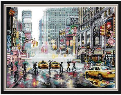 Набір для вишивання за нанесеною на канву схемою "New York Times Square". AIDA 14CT printed 54*42 см