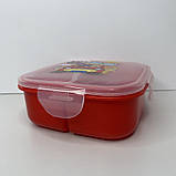 Ланч-бокс пластиковий з трьома відділами 15*15*6 см Let's Drive Ал Пластик 37166, фото 3