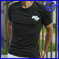 Качественная черная мужская футболка "603,548" с маленьким принтом, удобная футболка для мужчины