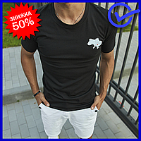 Повседневная мужская футболка "603,548" с маленьким принтом черного цвета, классические мужские футболки