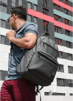 Рюкзак мужской серый большой для ноутбука кожа эко 725058001m