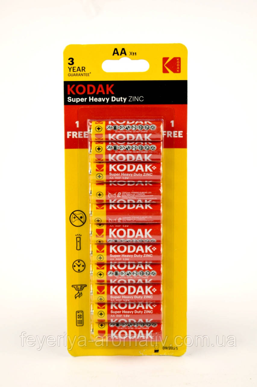 Батарейки Kodak Super Heavy Duty ZINK АА R6P пальчикові 11 шт Китай, фото 1