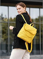 Рюкзак желтый стеганный стильный кожаный эко 722011028