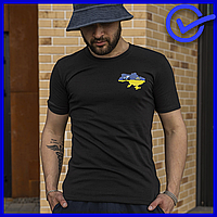 Удобная мужская футболка "ТЗ" с маленьким принтом черного цвета, черные футболки с принтом для мужчин