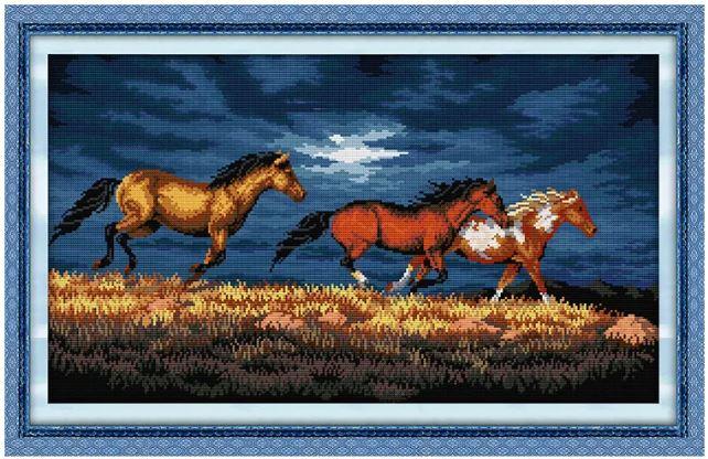 Набір для вишивання за нанесеною на канву схемою "Galloping Horse". AIDA 14CT printed 60*37 см
